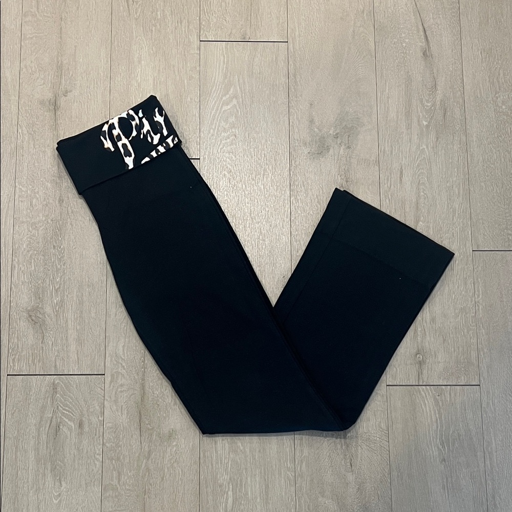 Victoria's Secret Pink Yoga Black Fold-Over Leggings
